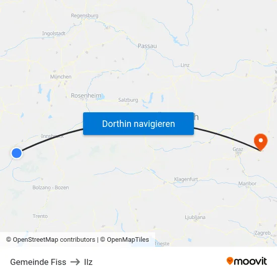 Gemeinde Fiss to Ilz map