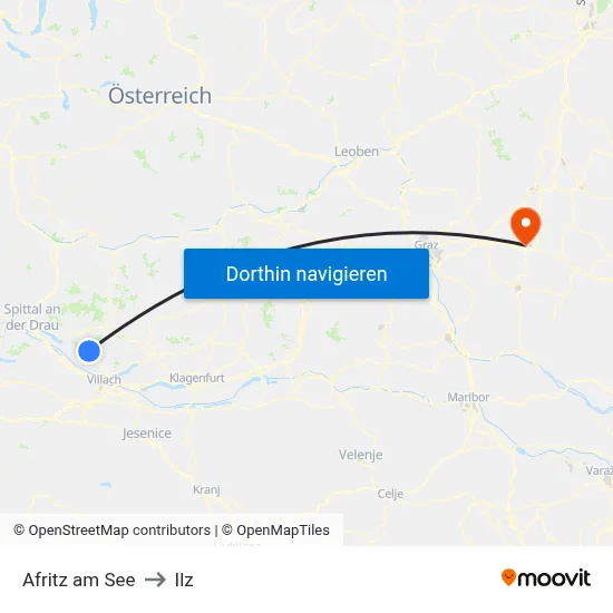 Afritz am See to Ilz map