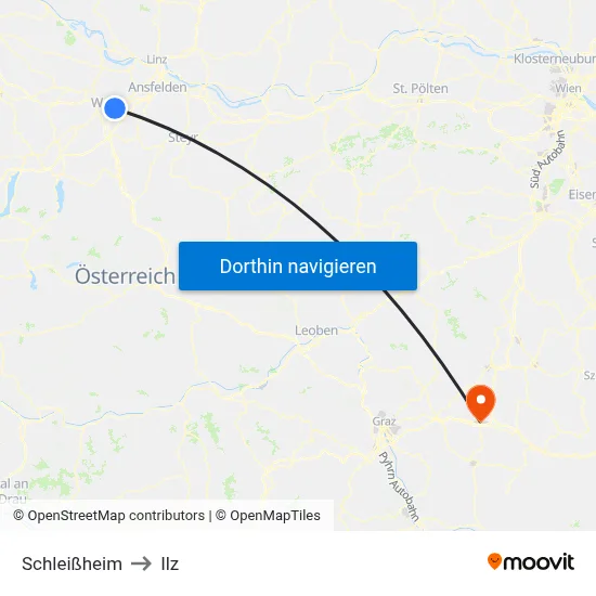 Schleißheim to Ilz map