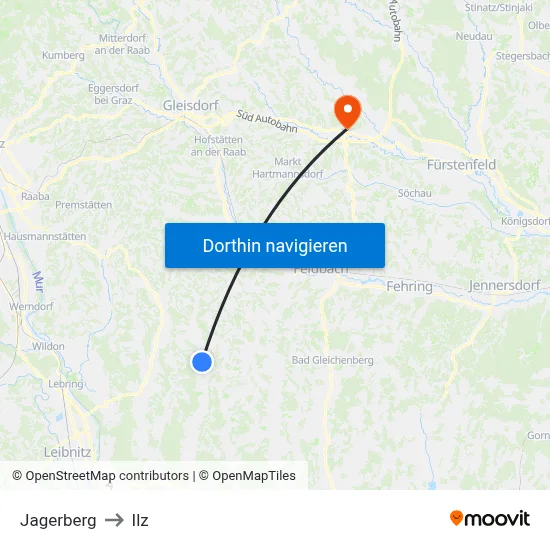 Jagerberg to Ilz map