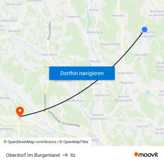 Oberdorf Im Burgenland to Ilz map