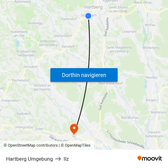 Hartberg Umgebung to Ilz map