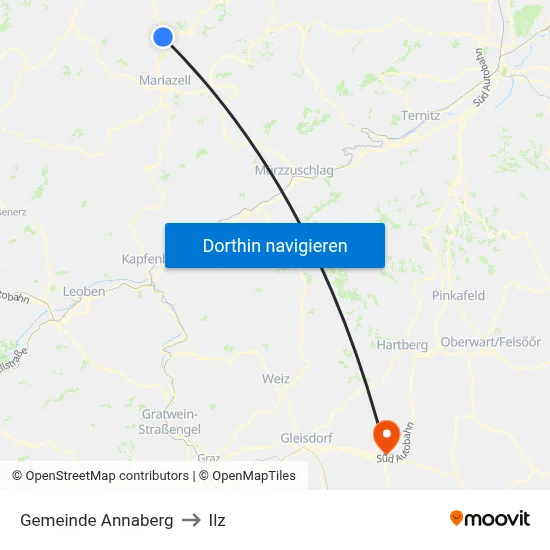 Gemeinde Annaberg to Ilz map