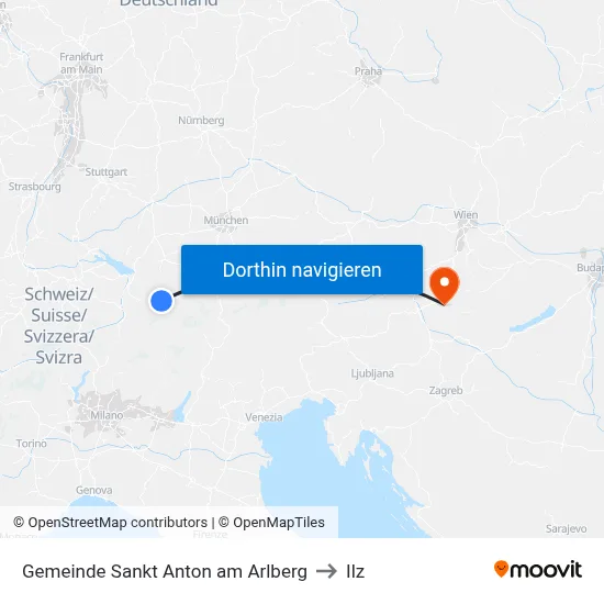 Gemeinde Sankt Anton am Arlberg to Ilz map