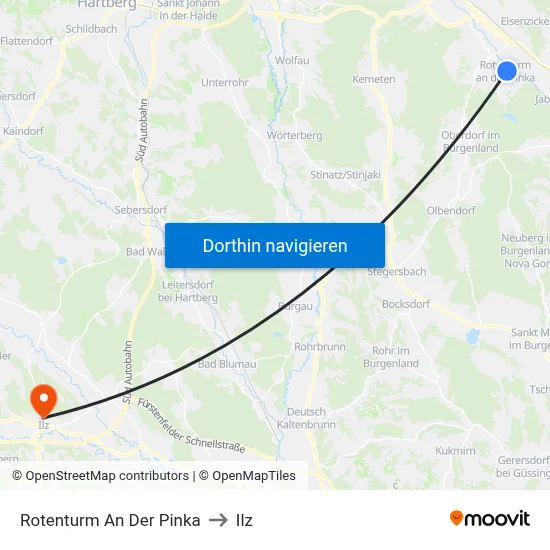 Rotenturm An Der Pinka to Ilz map