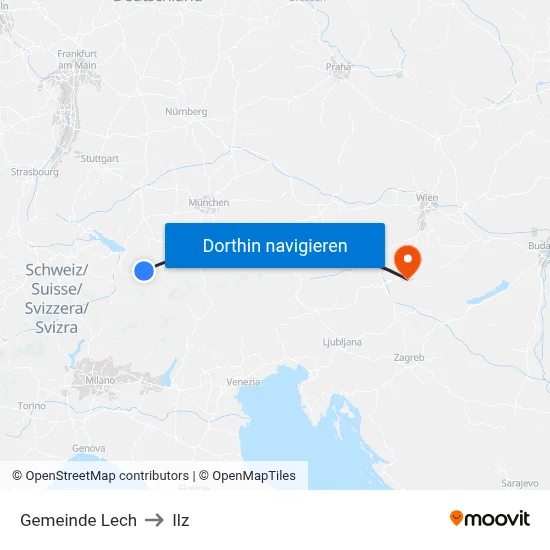 Gemeinde Lech to Ilz map