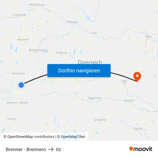 Brenner - Brennero to Ilz map