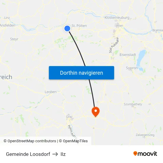 Gemeinde Loosdorf to Ilz map