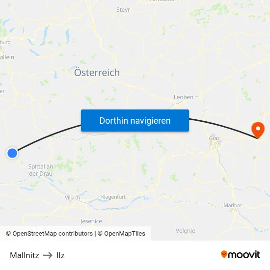 Mallnitz to Ilz map