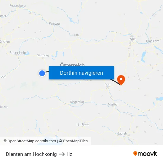 Dienten am Hochkönig to Ilz map