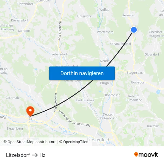 Litzelsdorf to Ilz map