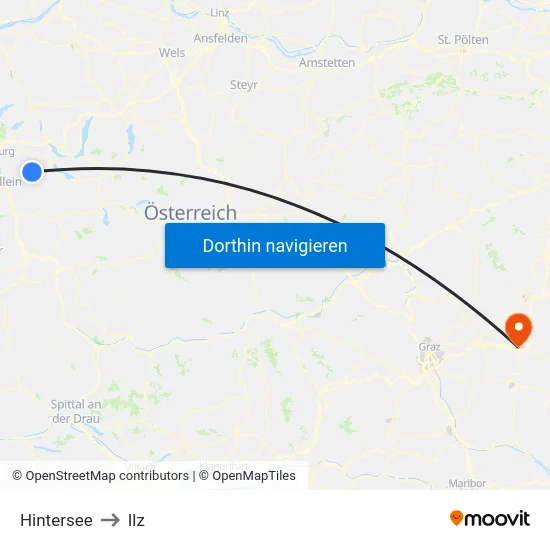 Hintersee to Ilz map
