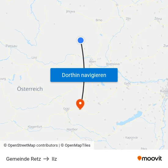 Gemeinde Retz to Ilz map