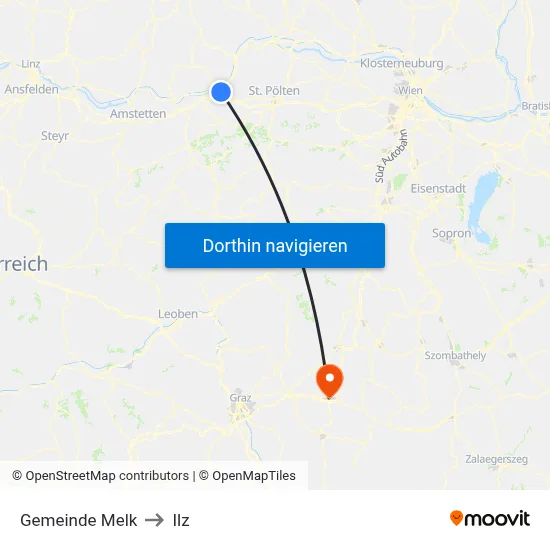 Gemeinde Melk to Ilz map