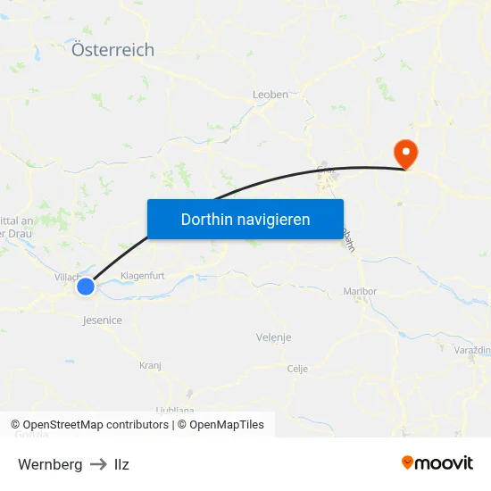 Wernberg to Ilz map