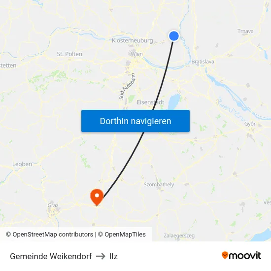 Gemeinde Weikendorf to Ilz map