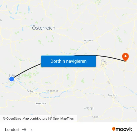 Lendorf to Ilz map