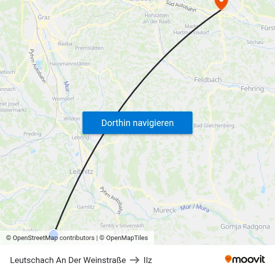 Leutschach An Der Weinstraße to Ilz map