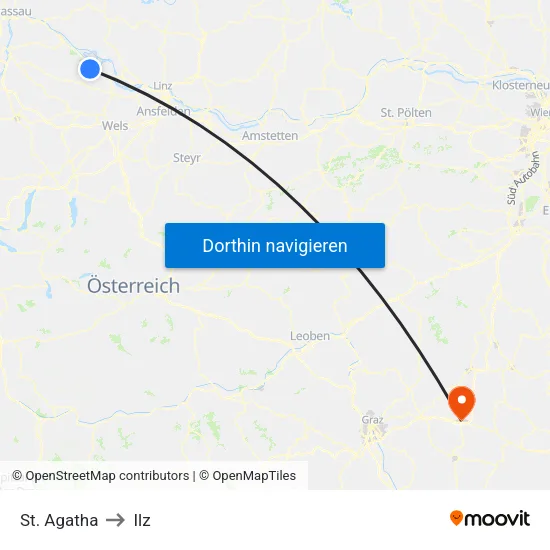 St. Agatha to Ilz map