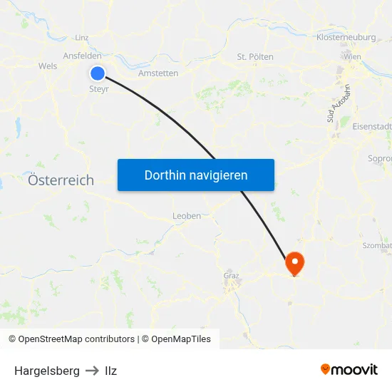 Hargelsberg to Ilz map