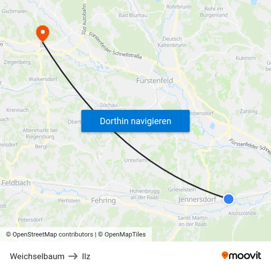 Weichselbaum to Ilz map