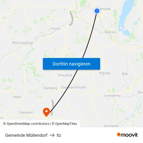 Gemeinde Müllendorf to Ilz map