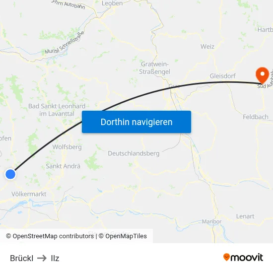 Brückl to Ilz map
