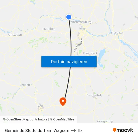Gemeinde Stetteldorf am Wagram to Ilz map