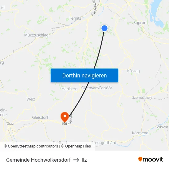 Gemeinde Hochwolkersdorf to Ilz map