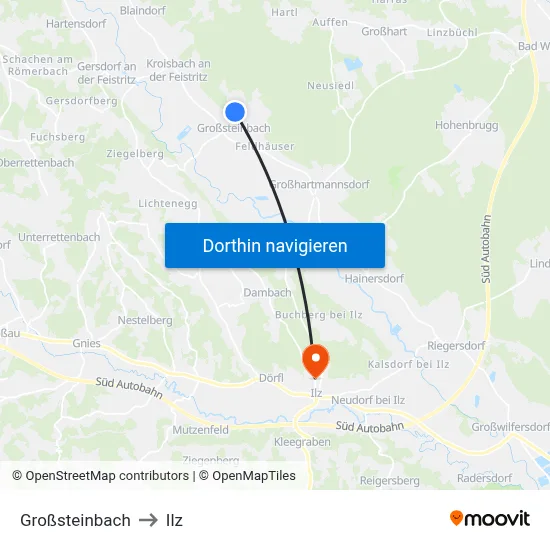 Großsteinbach to Ilz map