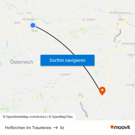 Hofkirchen Im Traunkreis to Ilz map
