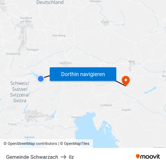 Gemeinde Schwarzach to Ilz map