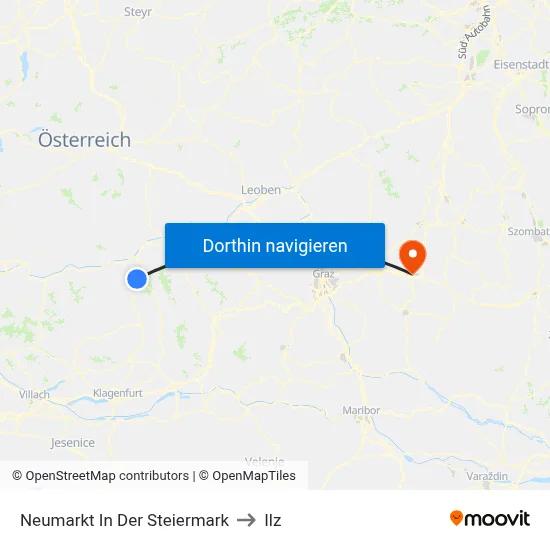 Neumarkt In Der Steiermark to Ilz map