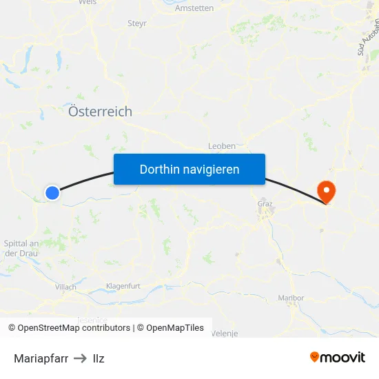 Mariapfarr to Ilz map