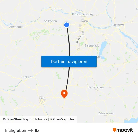 Eichgraben to Ilz map