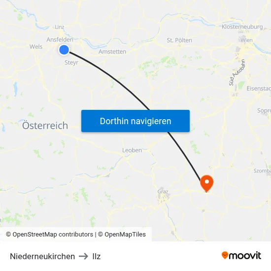 Niederneukirchen to Ilz map