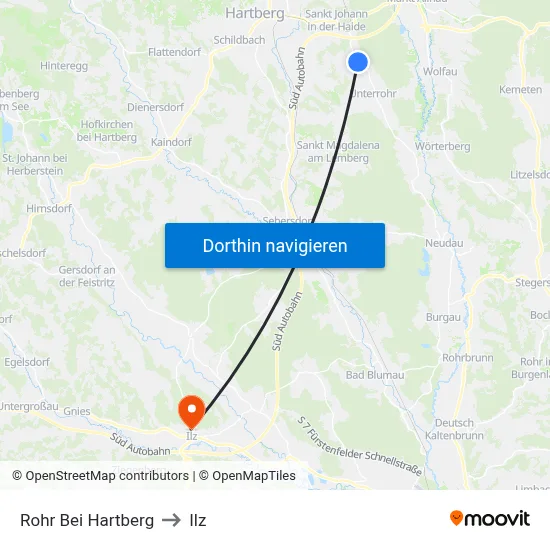 Rohr Bei Hartberg to Ilz map