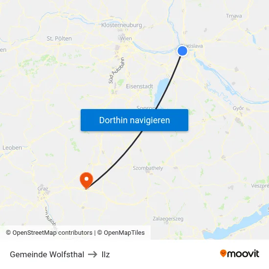 Gemeinde Wolfsthal to Ilz map