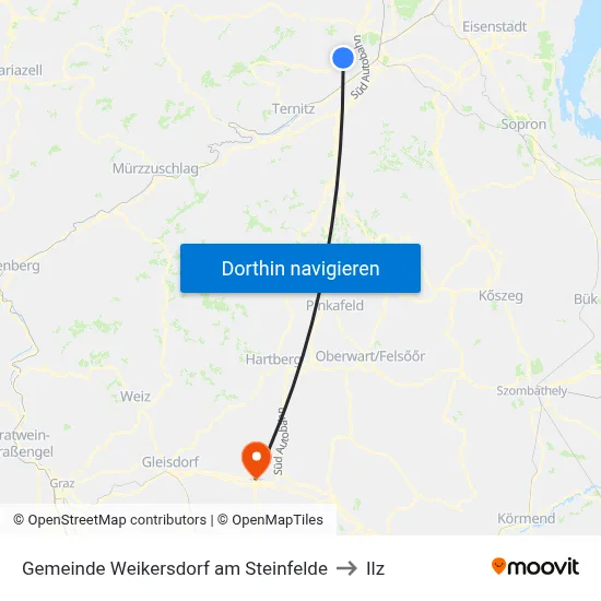 Gemeinde Weikersdorf am Steinfelde to Ilz map