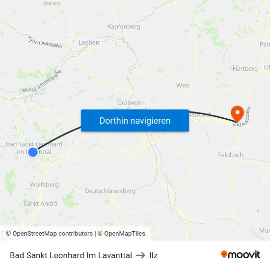 Bad Sankt Leonhard Im Lavanttal to Ilz map