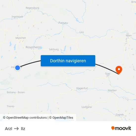 Arzl to Ilz map