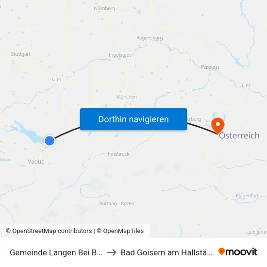 Gemeinde Langen Bei Bregenz to Bad Goisern am Hallstättersee map