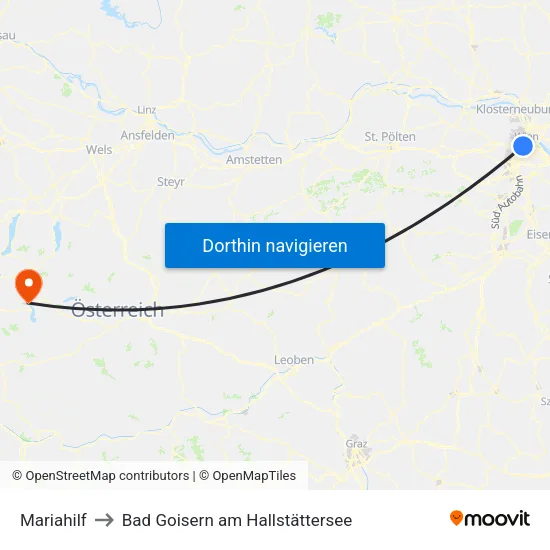 Mariahilf to Bad Goisern am Hallstättersee map