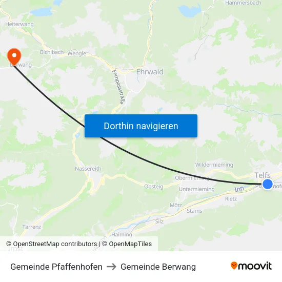 Gemeinde Pfaffenhofen to Gemeinde Berwang map