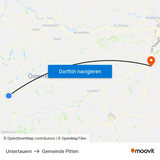 Untertauern to Gemeinde Pitten map