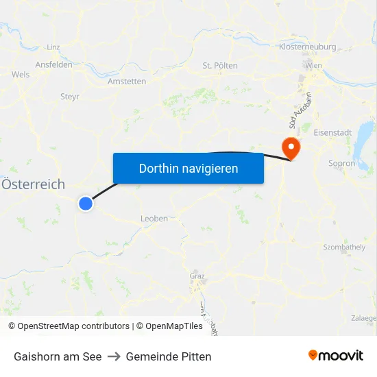 Gaishorn am See to Gemeinde Pitten map