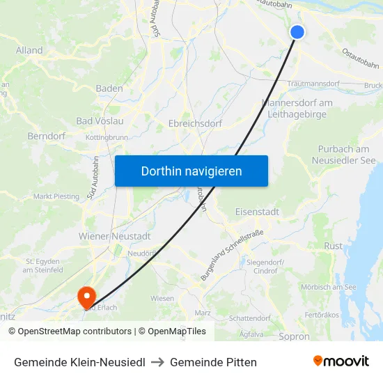 Gemeinde Klein-Neusiedl to Gemeinde Pitten map