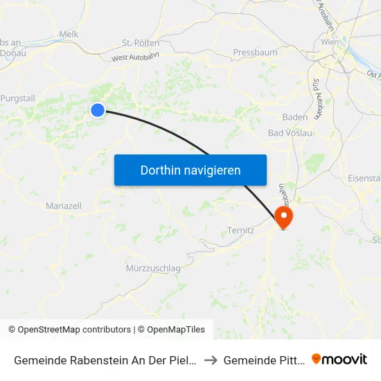 Gemeinde Rabenstein An Der Pielach to Gemeinde Pitten map