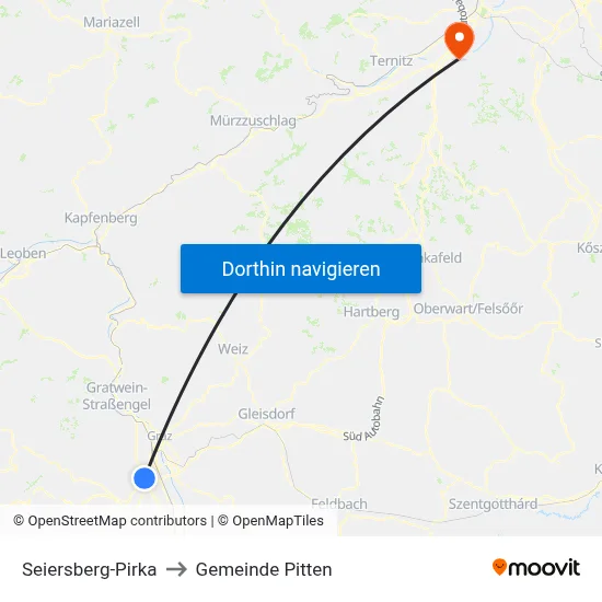 Seiersberg-Pirka to Gemeinde Pitten map