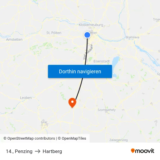 14., Penzing to Hartberg map